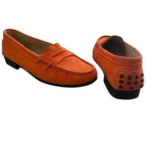 Tods Gommino Driving Penny Loafers Shoes Suede Orange EU36 Italy Made Authentic
